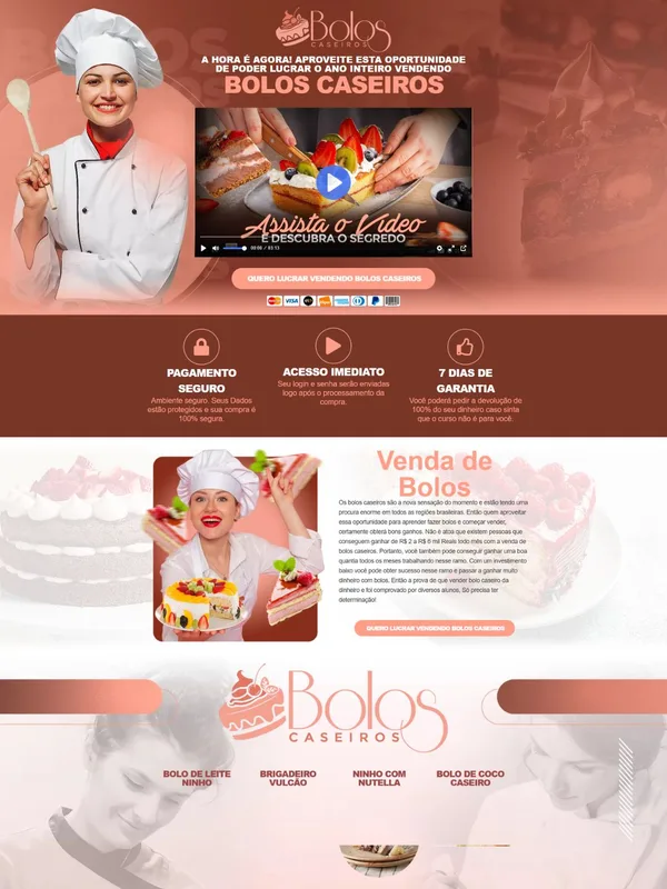 Template de página de vendas — Bolos Caseiros