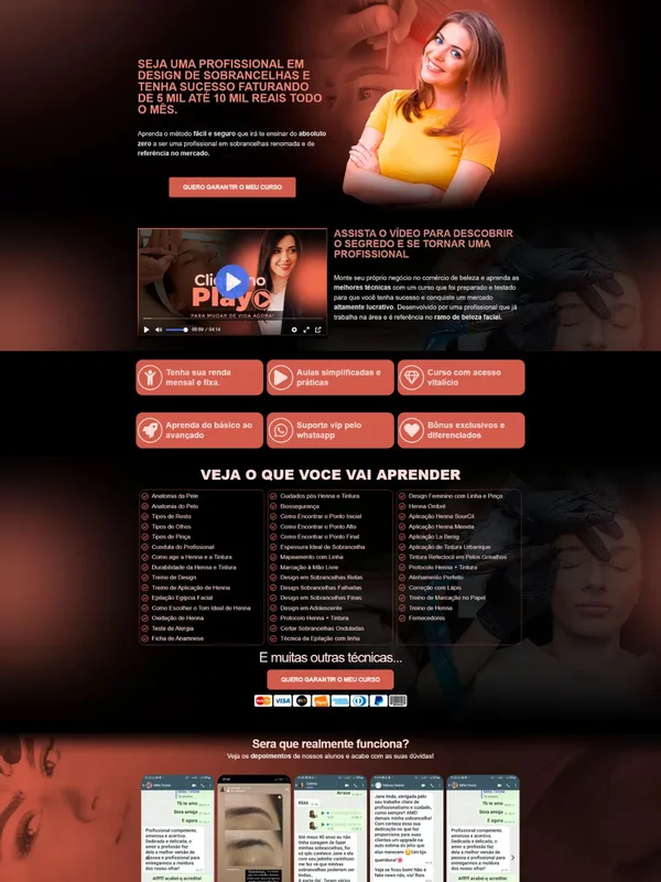 Template de página de vendas — Designer de Sobrancelhas