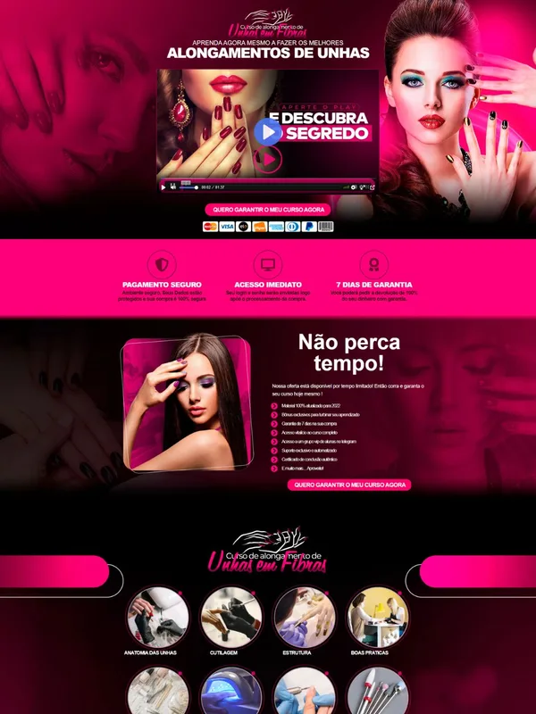 Template de página de vendas — Alongamento de Unhas